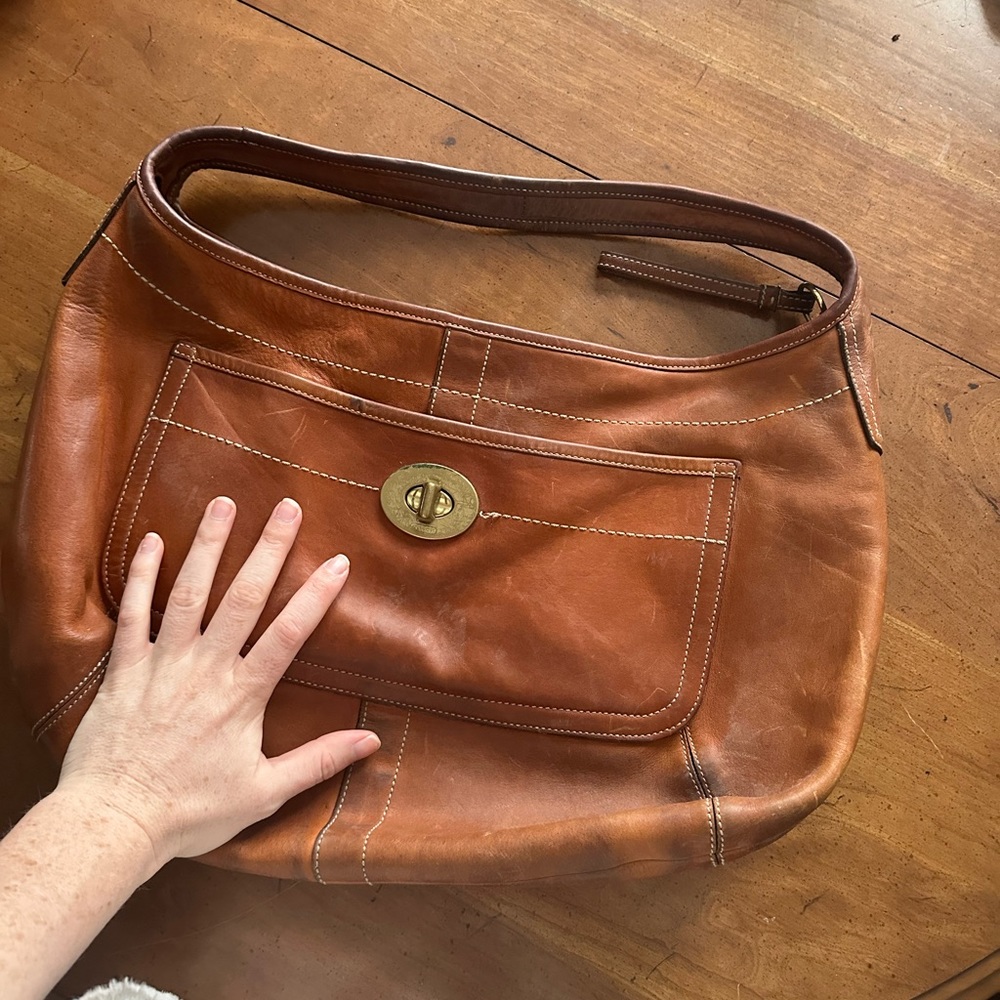 VTG COACH Brown Leather Shoulder Bag Purse Tote USA